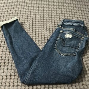 Lined distressed jeans